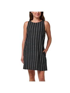 Quiksilver Womens Black Striped Sleeveless Shift Dress M Side Button Accents NWT